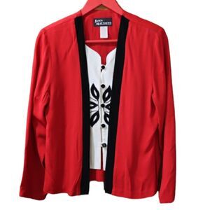 Jason Matthews Vintage Red & White Layered Look Blazer Jacket 80s 8